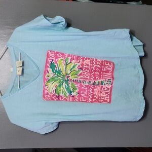 Caribbean Joe blue pam tree  tee size medium